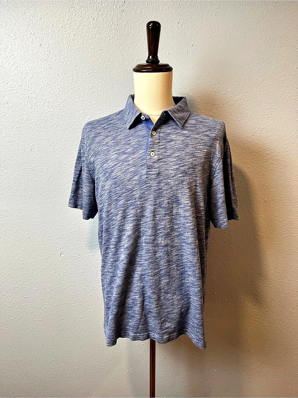Bugatchi Blue Knit Polo Shirt Size XL